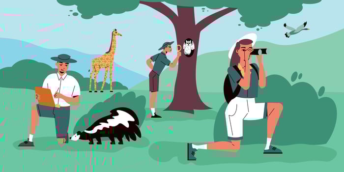 Zoologist Flat Colored Background vector