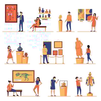 Museum Flat Color Set vector