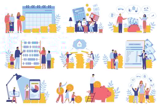 Family Budget Icon Set vector