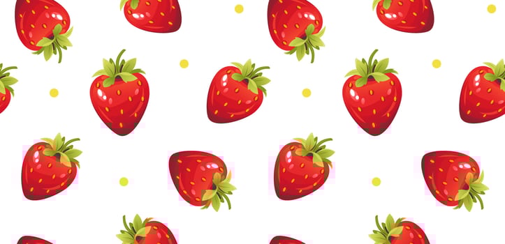 Seamless pattern with strawberries. Berry summer pattern. Cartoon vector illustration