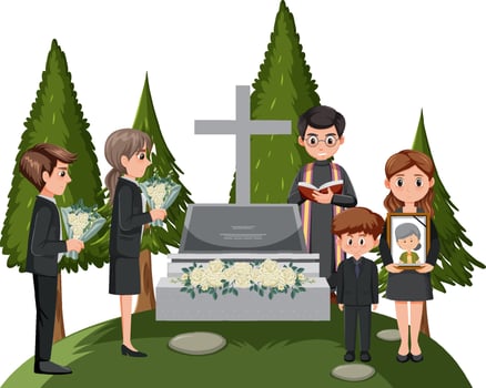 People at funeral ceremony vector