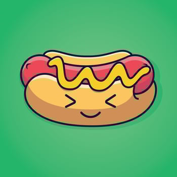 cute hot dog cartoon character design vector
