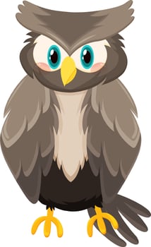Grey owl bird in cartoon style vector