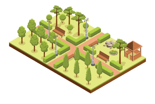 Isometric Park Lanes Composition vector