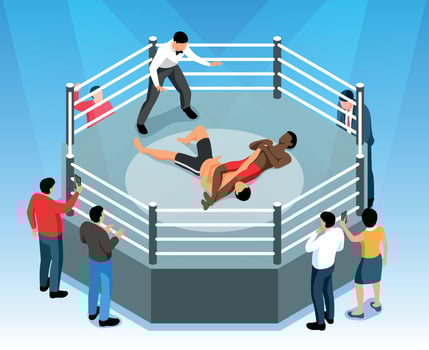 Mixfight Boxing Isometric Composition vector