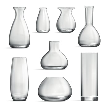 Glass Vase Mockup Realistic Monochrome Set vector