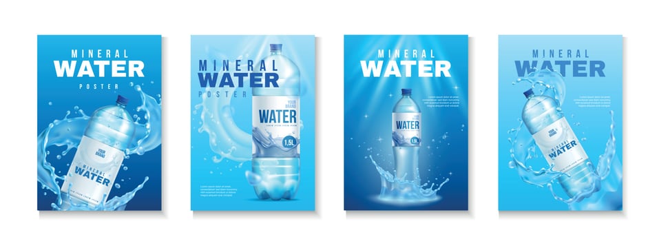 Plastic Water Bottle Poster Set vector