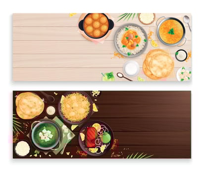 Indian Cuisine Horizontal Banners vector