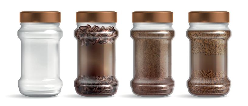 Glass Jar Coffee Realistic Set vector