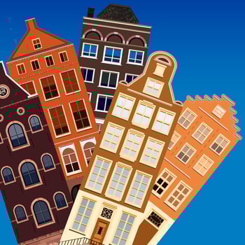 Street of abstract old houses. Vector background.