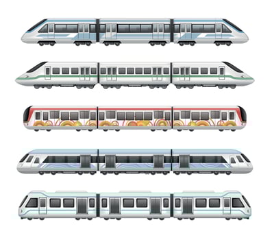 Realistic Trains Mockup Set vector