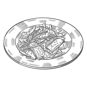 kimchi korea or korean cuisine traditional food isolated doodle hand drawn sketch with outline style vector