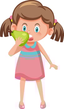 Cartoon girl holding a pear vector