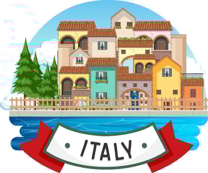 Italy banner label with house buildings vector