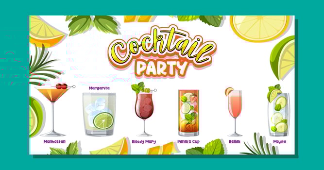 Cocktail party menu banner vector