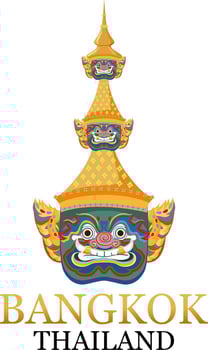 Ramayana Giant Mask Bangkok Thailand vector