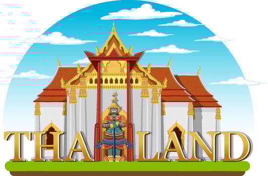 Bangkok Thailand Landmarks Logo Banner vector