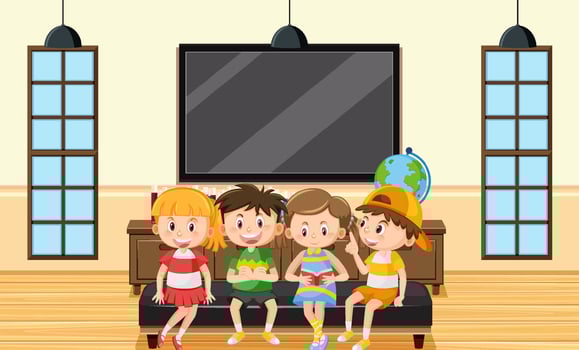 Room scene with children reading book vector