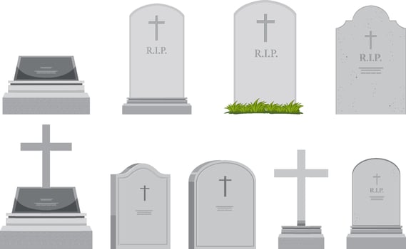 Set of different gravestones vector