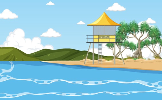 Lifeguard tower at the beach vector