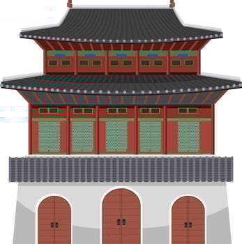 Korean ancient palace on white background vector