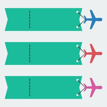 Editable Airplane and Ribbon Infographic Vector Template in Flat Style for Flight or Tourism Travel