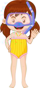 Cute girl cartoon character wearing swimming suit vector
