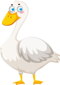 Duck cartoon character on white background vector