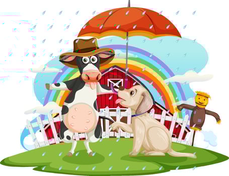 Cow and dog friendship vector