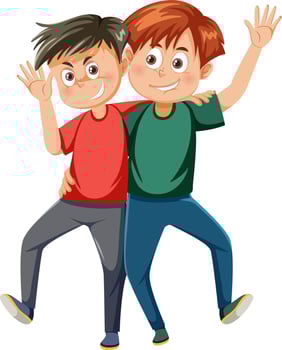 Best friends boys cartoon character vector