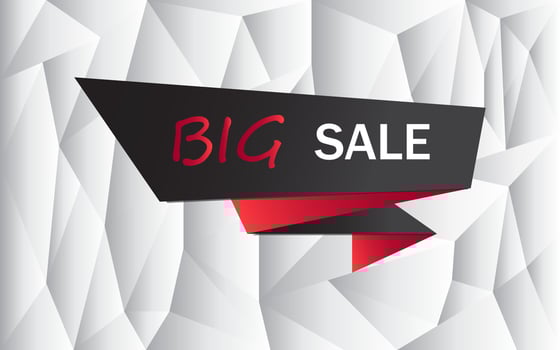 Big sale. Advertising banner with origami effect. Banner for business, promotion and advertising. Vector illustration