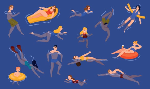 Swimming People Set vector