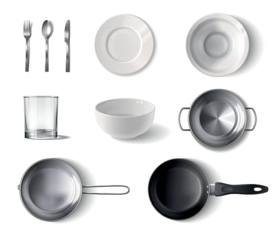 Dishware Realistic Set vector