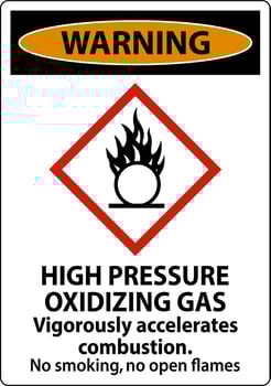 Warning High Pressure Oxidizing Gas GHS Sign On White Background vector