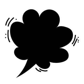 Speech blank bubble symbol monochrome black cloud isolated on white background. Ideal for cartoon comic book presentation decoration. vector