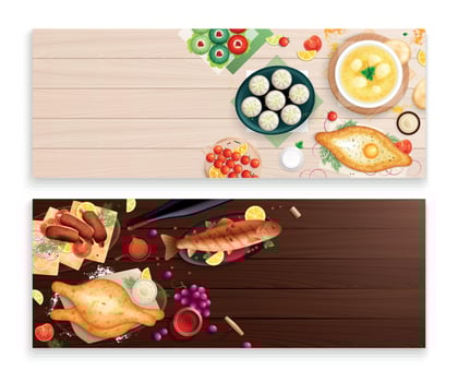 Georgia Cuisine Flat Banners vector