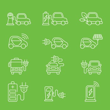 Electric Car Icon Collection vector