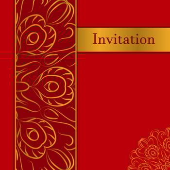 Elegant greeting card design. Vintage floral invitation card template. Luxury swirl greeting card vector