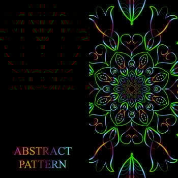 Vector Mandala template pattern on black background for card, poster, brochure, flyer, invitation etc.