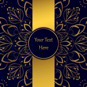Luxurious design with golden mandala pattern. Banner with place for text. Greeting card, invitation, business card. Vector illustration
