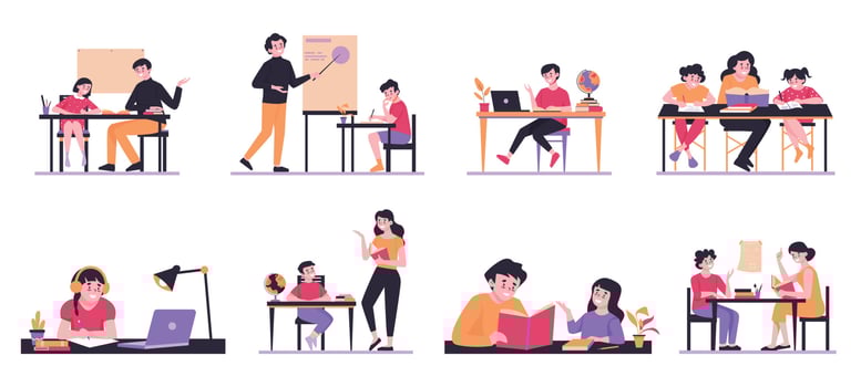 Homeschooling Color Compositions Set vector