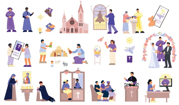 Christianity Flat Icons Collection vector