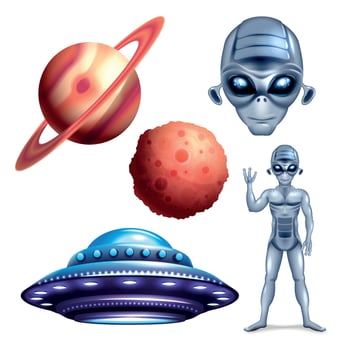 Alien UFO Set vector