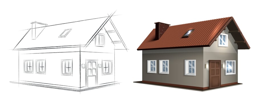 Realistic House Drawing Set vector