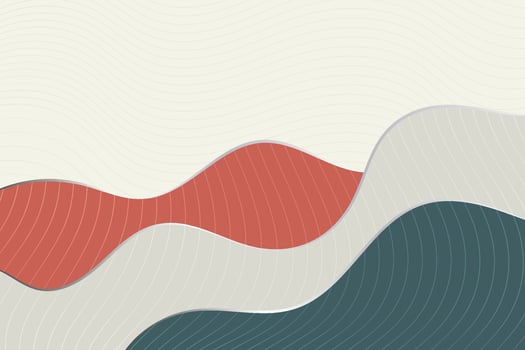 Red, grey and dark green retro waves background. Stylish line art illustration in Asian style. Abstract wavy shapes illustration vector