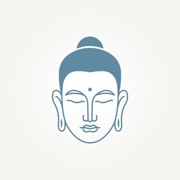 isolated buddha's head simple line art template vector illustration design. minimalist monoline meditation, spirituality, religion symbol icon logo concept