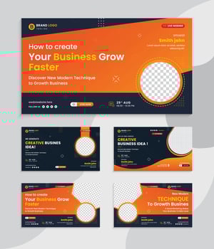 Video thumbnail for digital marketing and live web banner set template. Promotion banner design for business workshop. Video cover for the marketing agency. Marketing social media post service vector
