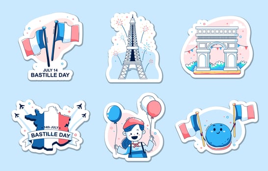 Set of Bastille Day Stickers vector