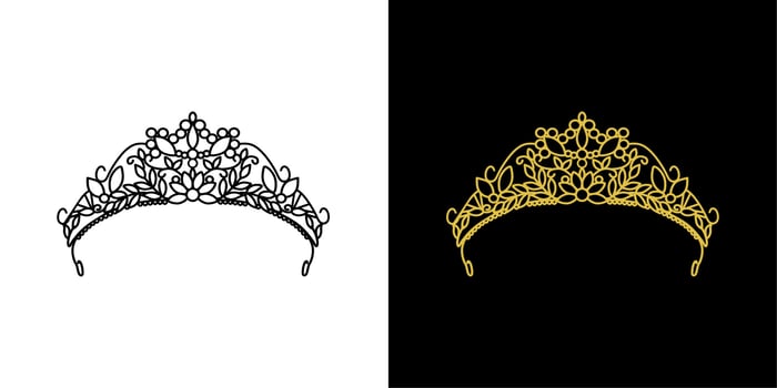 Vintage crown isolated on white and black background.  Vector illustration