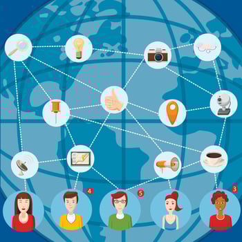 Marketing technology concept, cartoon style vector